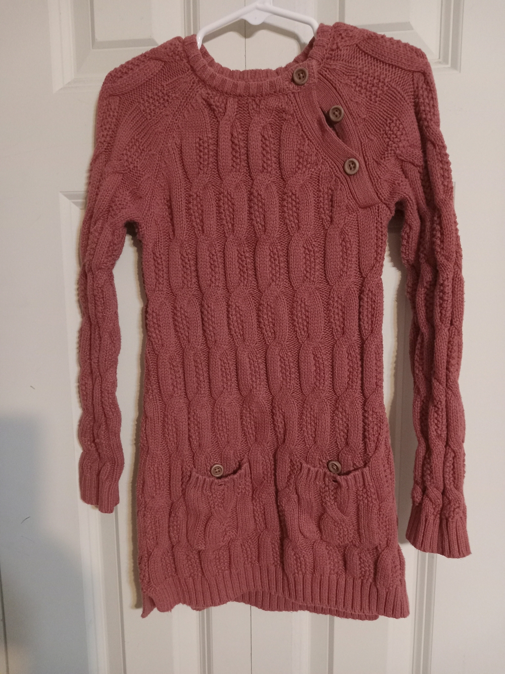 Rachel Zoe Cable-Knit Scoop Neck Sweater Dress in Dusty Rose